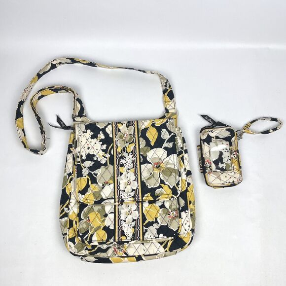 Vera Bradley Hipster Mailbag Crossbody Bag Purse & Zip Around Wallet DOGWOOD - Picture 1 of 16